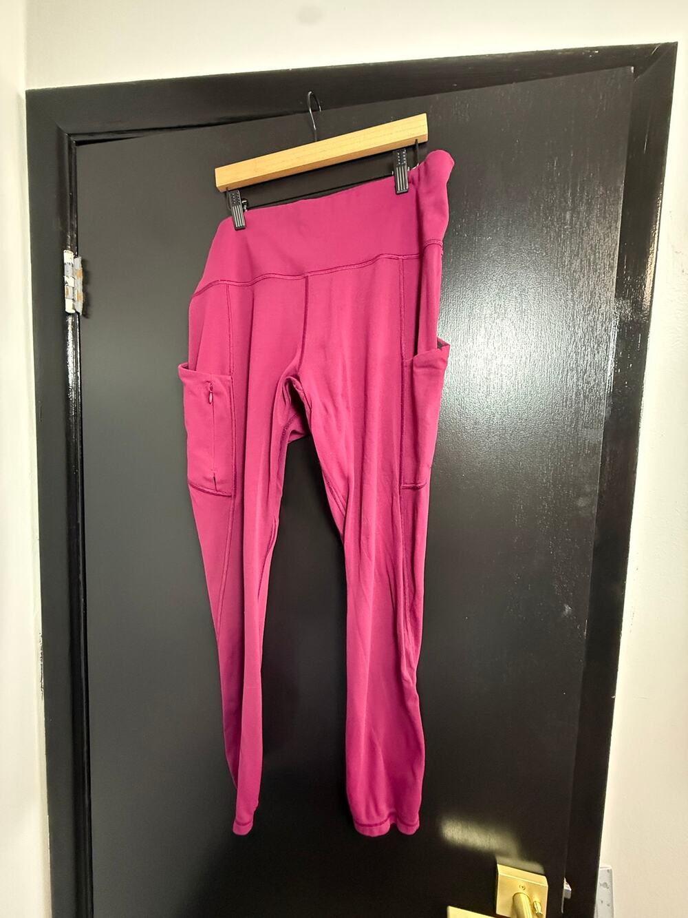 Athleta All In 7/8 Tight Leggings Large Raspberry Pink High Rise Pockets